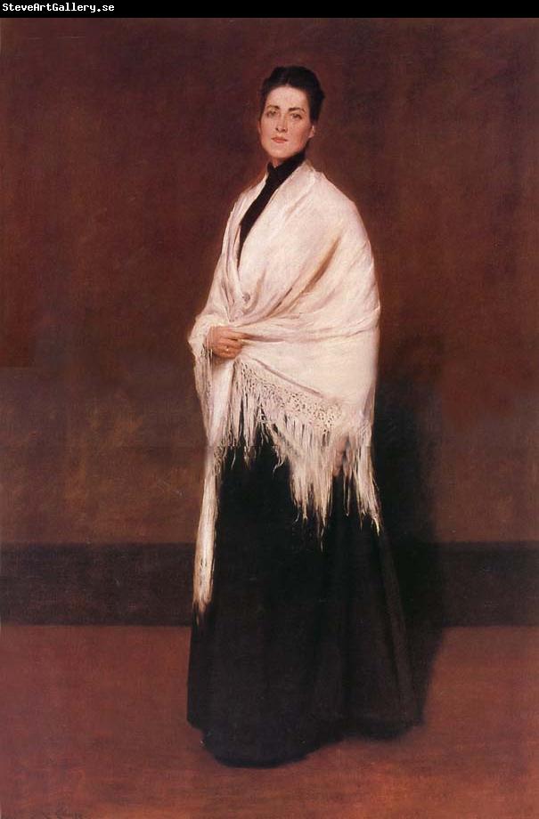 William Merritt Chase The lady wear white shawl